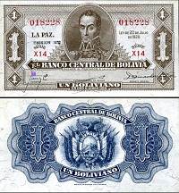 *1 Boliviano Bolívia 1928 (1952), P128 AU - Kliknutím na obrázok zatvorte -